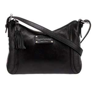 KATE SPADE black pebbled leather tassel crossbody bag